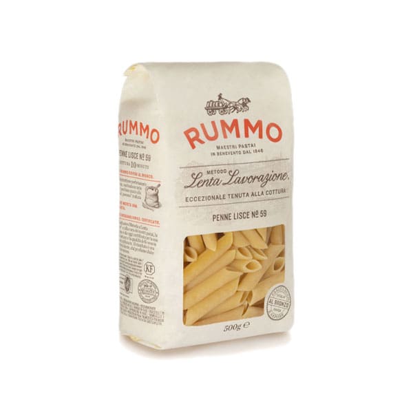 Rummo Penne Lisce nr 59 - Klassieke gladde cilindrische pasta voor diverse pastagerechten