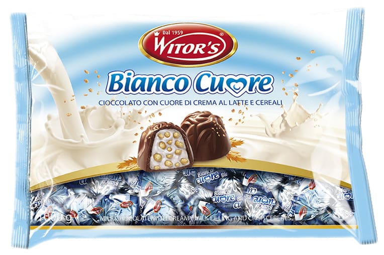 Witor's | Bianco Cuore - Cioccolato con Cuore di Crema al Latte e Cereali | 1Kg